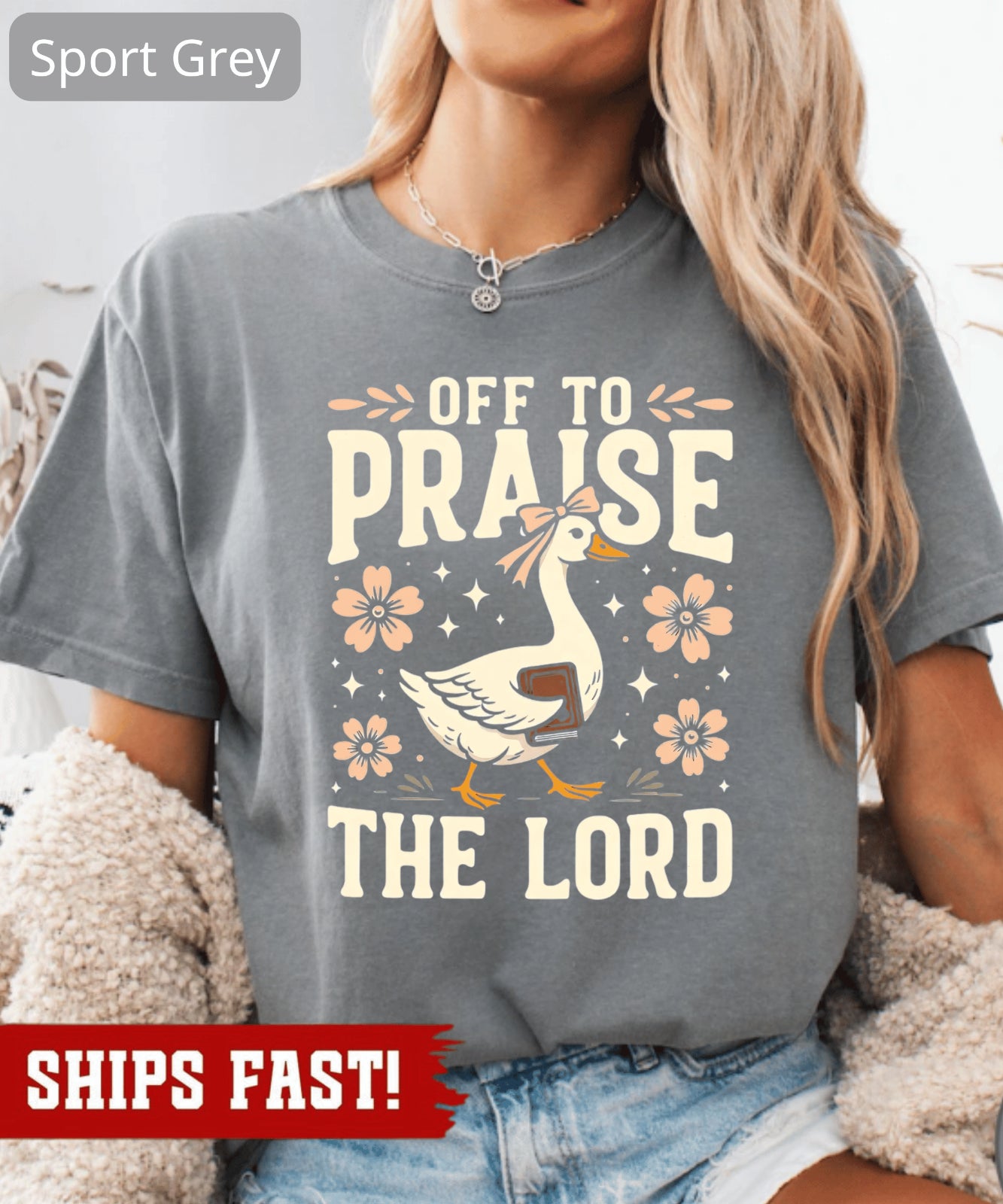 Off to Praise the Lord T-Shirt, Bible Verse Christian Tee, Faith Goose Shirt, Tr