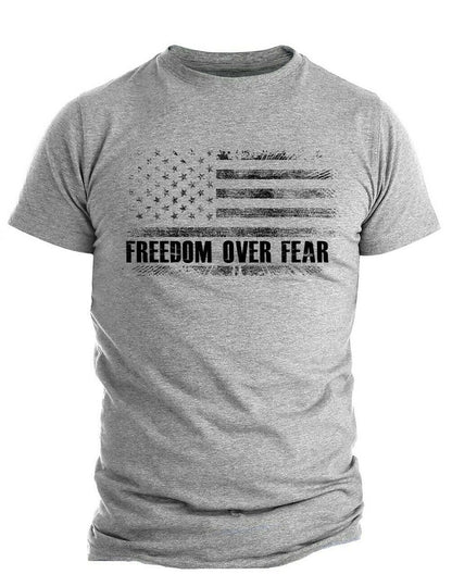 Freedom over Fear Shirt, Conservative USA Flag Tee, Patriotic Shirts for Men