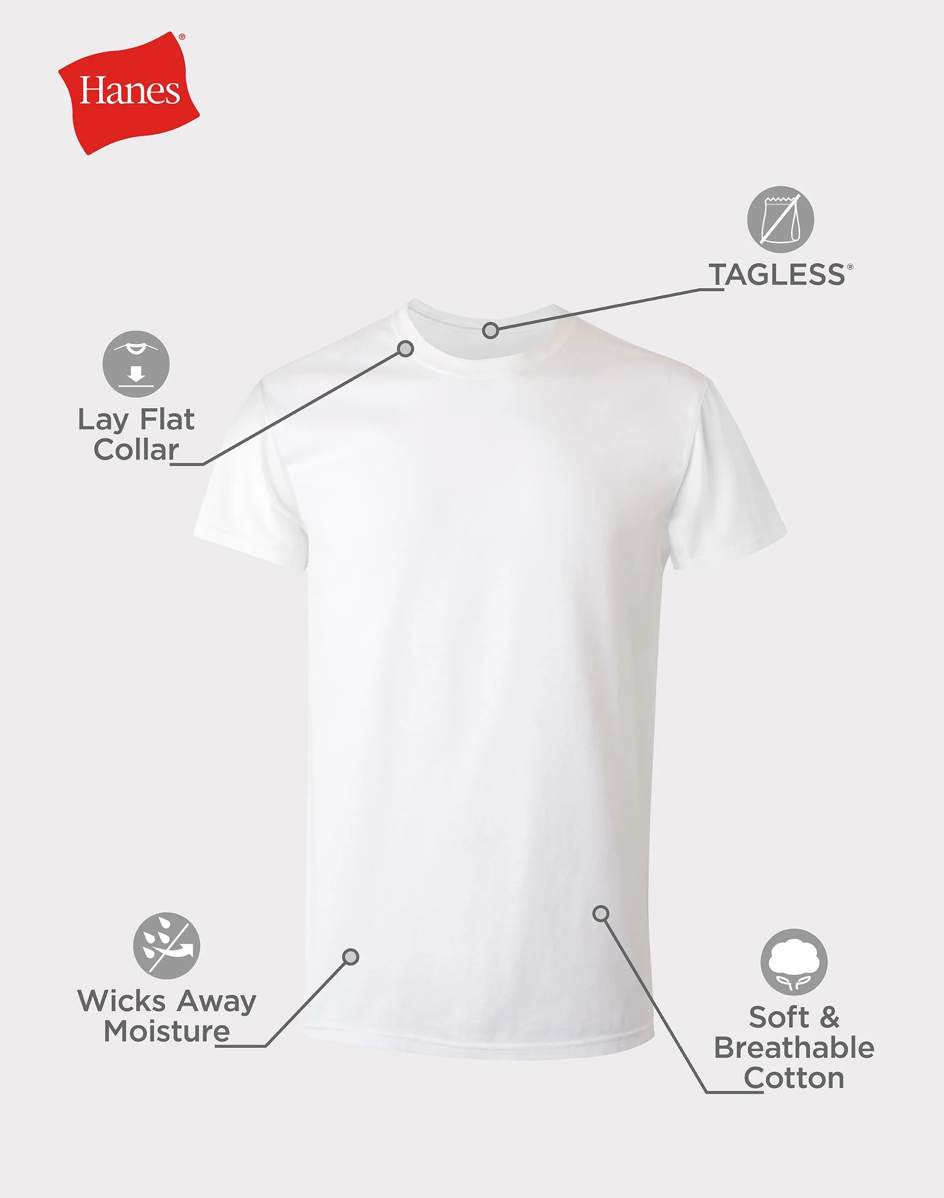 White T-Shirts Undershirts, 6-Pack, Undershirt T-Shirts with Odor Control