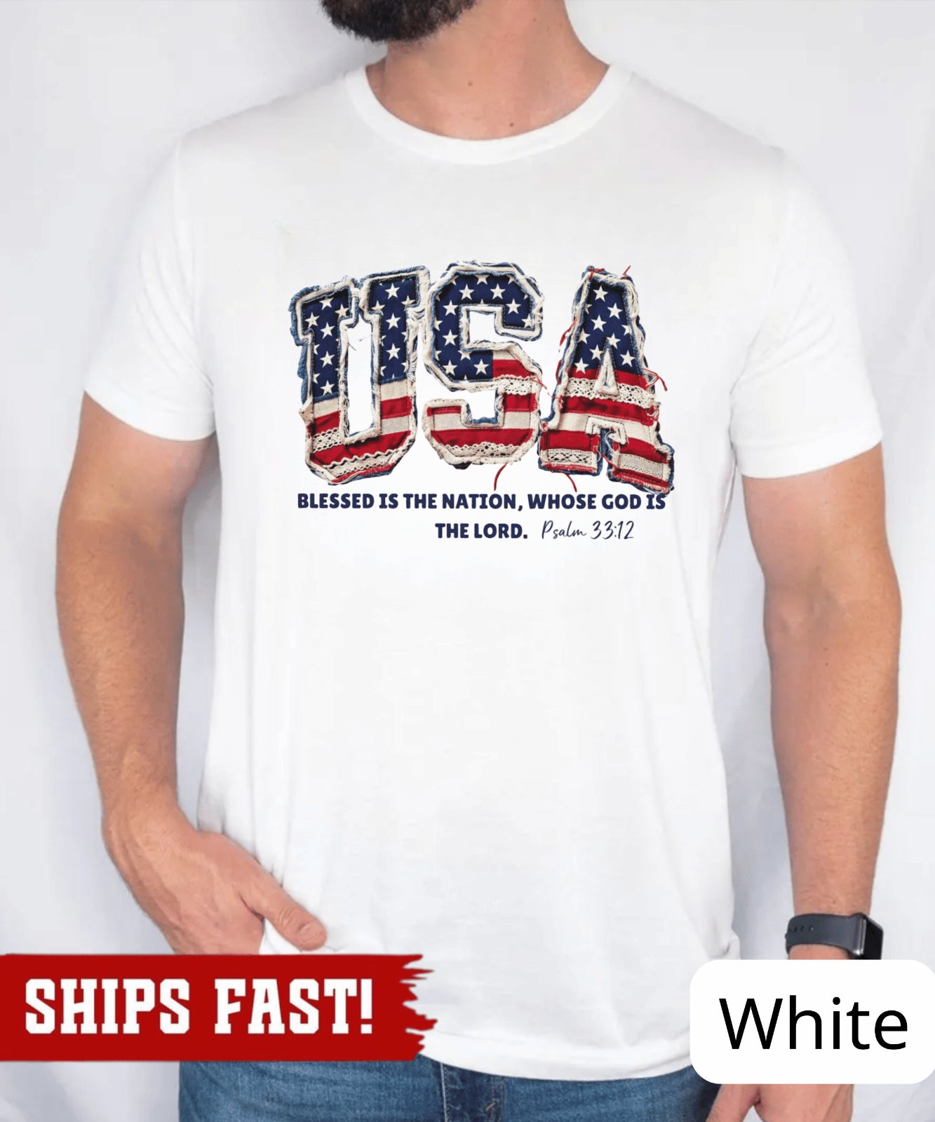 Christian American Flag Tee, 250 Years Patchwork USA Shirt, Patriotic Christian