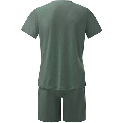 Mens Shorts Set Summer 2 Piece Outfits Casual Solid Shirt and Short Sets Athletic Sportswear Suit Sweatsuit Tracksuits