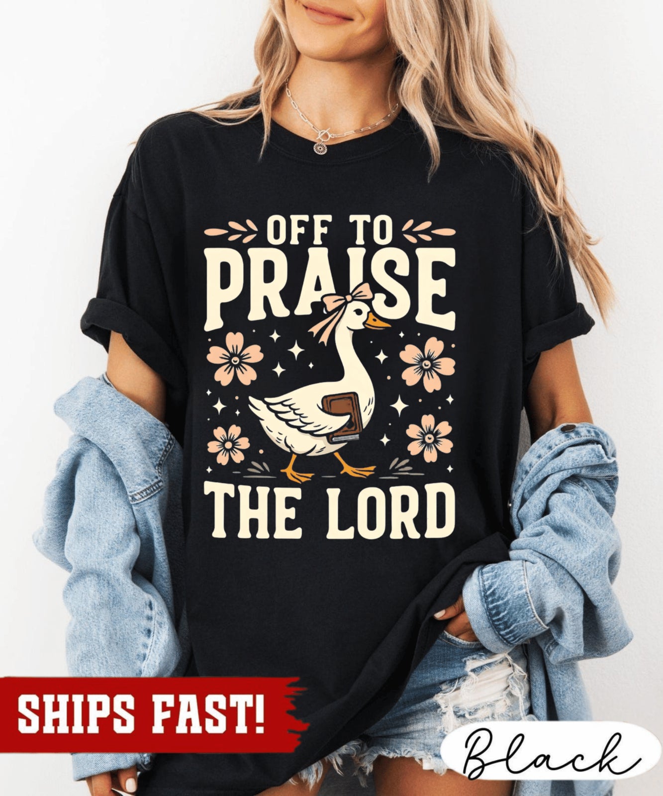 Off to Praise the Lord T-Shirt, Bible Verse Christian Tee, Faith Goose Shirt, Tr