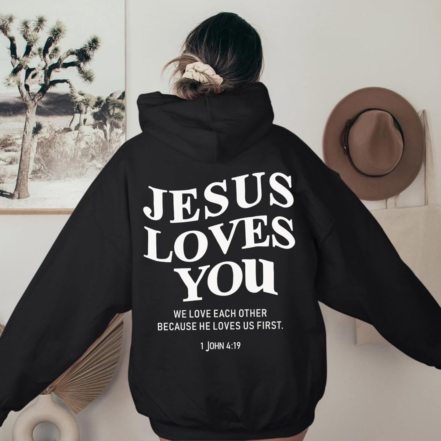 Christian Jesus Loves You Hoodies Women Religious Faith God Jesus Is King Sweatshirts Bible Verse Inspirational Tops