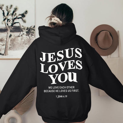 Christian Jesus Loves You Hoodies Women Religious Faith God Jesus Is King Sweatshirts Bible Verse Inspirational Tops