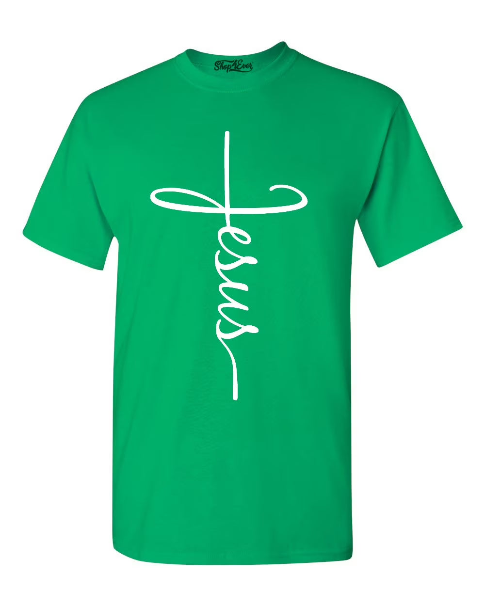 Men'S Jesus Cross Religious Graphic T-Shirt Large Irish Green