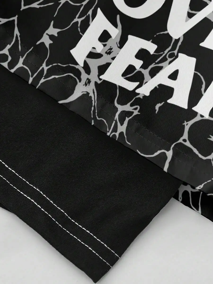 Mens 2-In-1 Printed Shorts Faith over Fear Quick-Dry Basketball Sportswear Street Style