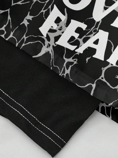 Mens 2-In-1 Printed Shorts Faith over Fear Quick-Dry Basketball Sportswear Street Style