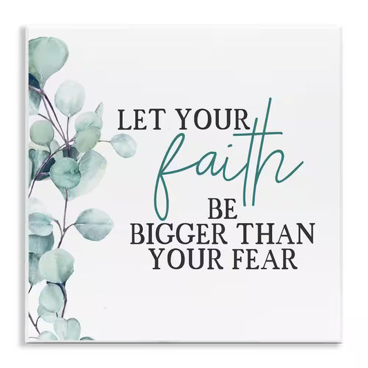 Faith Bigger than Fear Green by Kim Allen Unframed Graphic Art Print Nature 12 In. X 12 In.