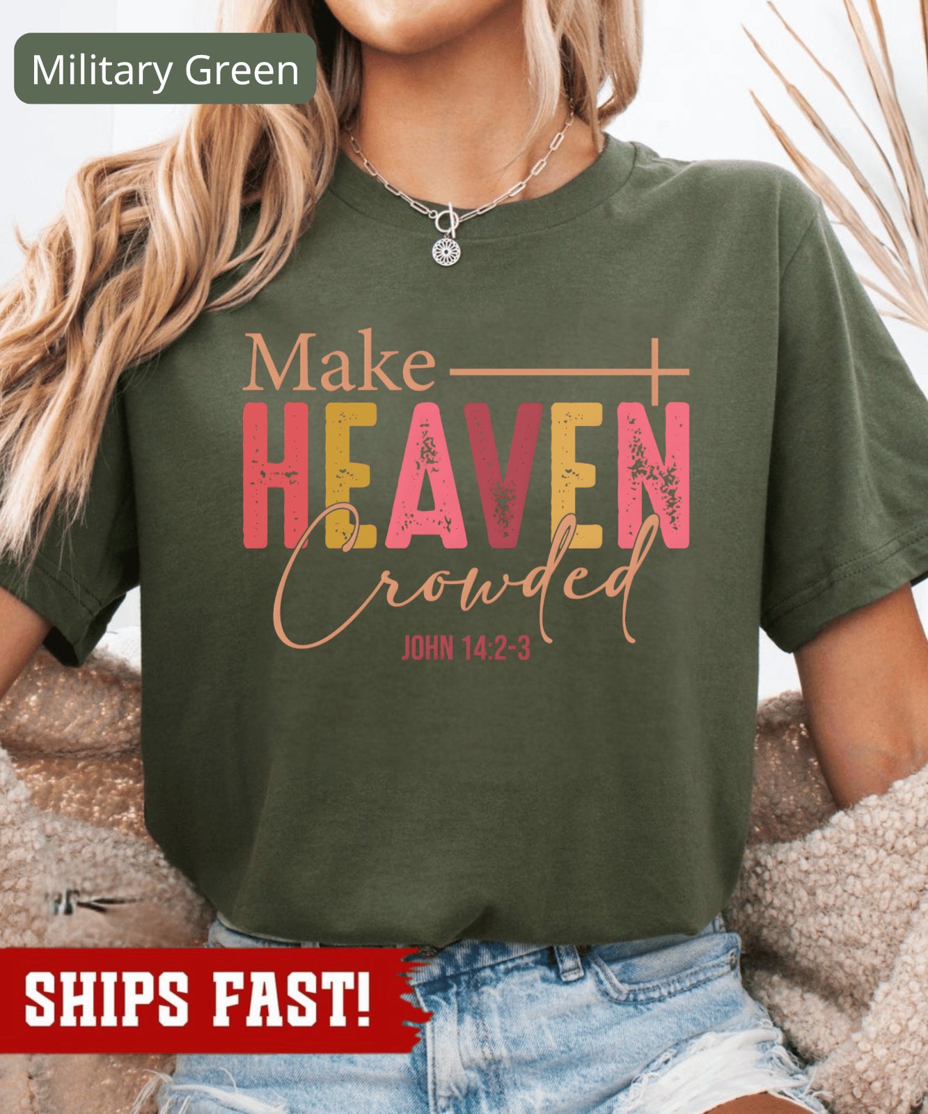 Make Heaven Crowded Shirt Christian Fall Crewneck Faith-Based Christmas Gift For