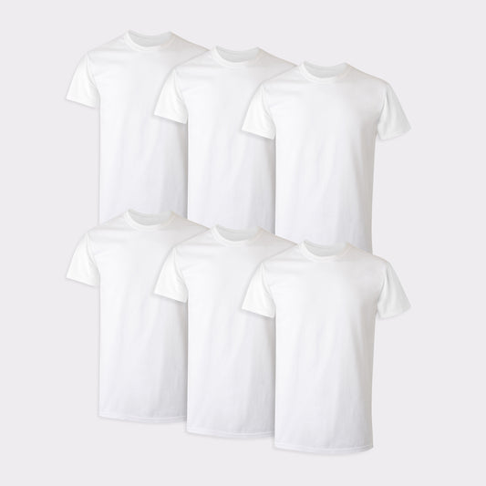 White T-Shirts Undershirts, 6-Pack, Undershirt T-Shirts with Odor Control
