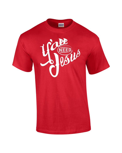 Ya'Ll Need Jesus Christian Short Sleeve T-Shirt-Red-Medium