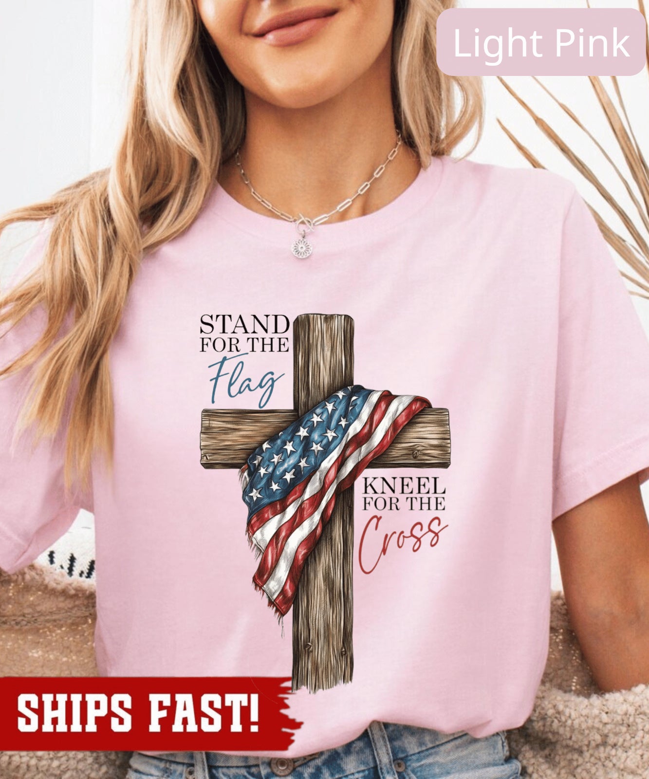 Stand for the Flag Shirt: Kneel for the Cross Tee, Christian American Gift