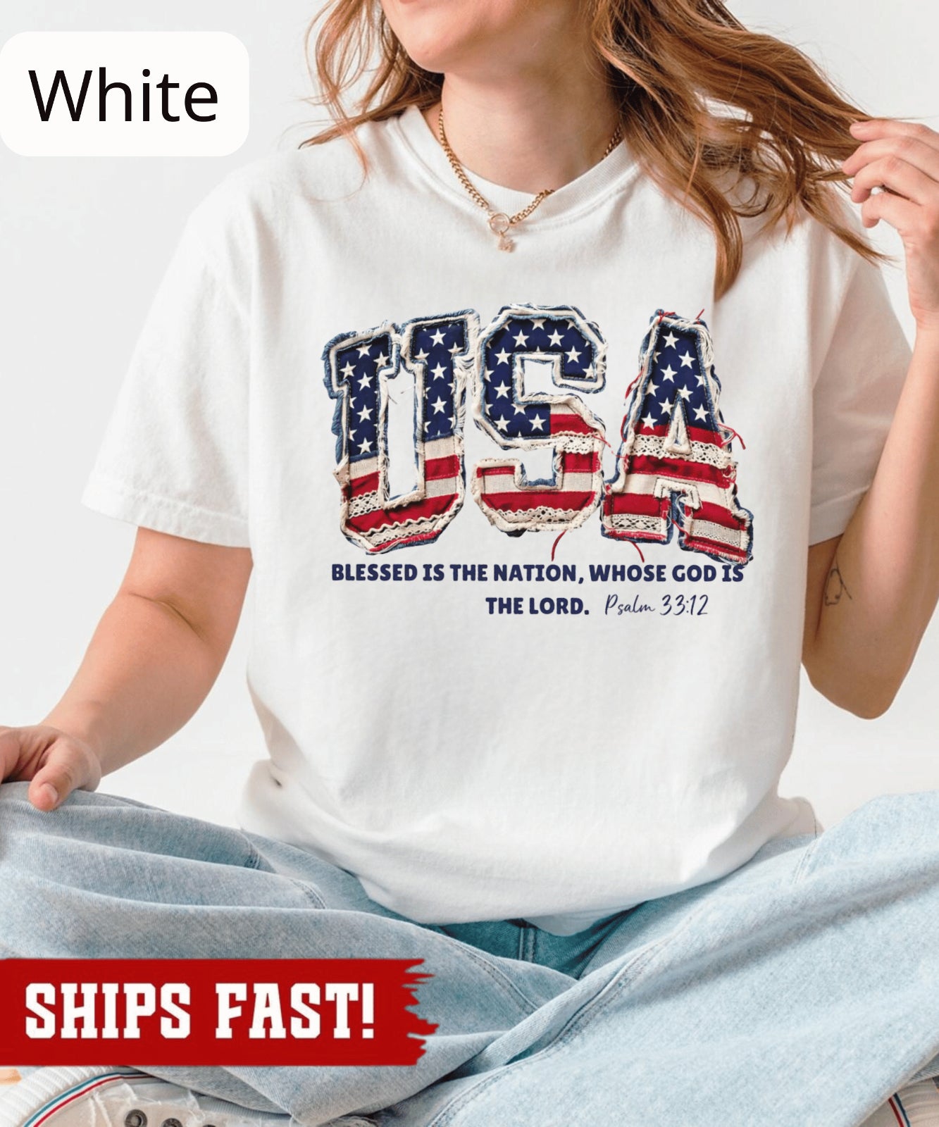 Christian American Flag Tee, 250 Years Patchwork USA Shirt, Patriotic Christian