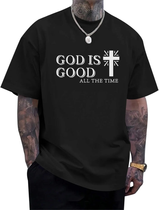 God Is Good Shirt Christian Jesus Cross T Shirts for Men Religious Faith Inspirational Vintage Oversized Graphic Tees Tops Tee