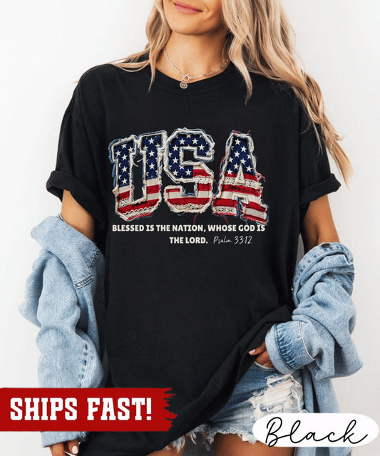 Christian American Flag Tee, 250 Years Patchwork USA Shirt, Patriotic Christian
