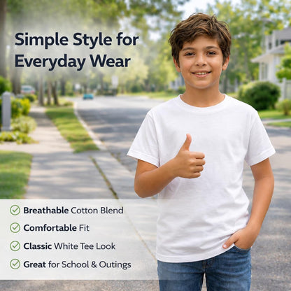 12 Pack Kids Cotton Tshirts Bulk, Wholesale Unisex Children Tees, Lightweight Tshirt Packs for Boys Girls