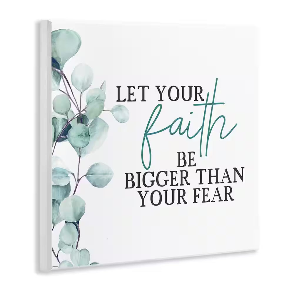 Faith Bigger than Fear Green by Kim Allen Unframed Graphic Art Print Nature 12 In. X 12 In.