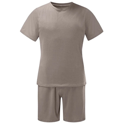 Mens Shorts Set Summer 2 Piece Outfits Casual Solid Shirt and Short Sets Athletic Sportswear Suit Sweatsuit Tracksuits